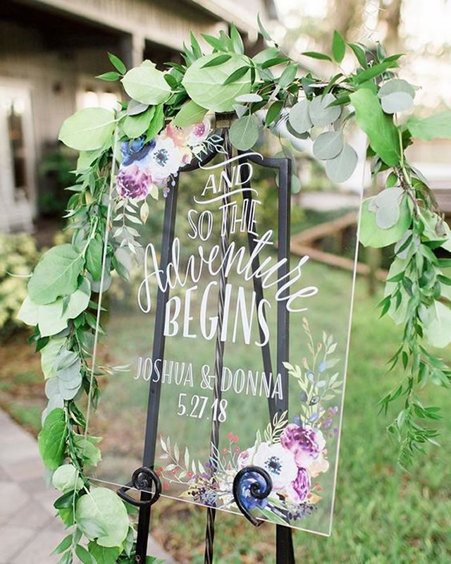 Perspex welcome sign wedding
