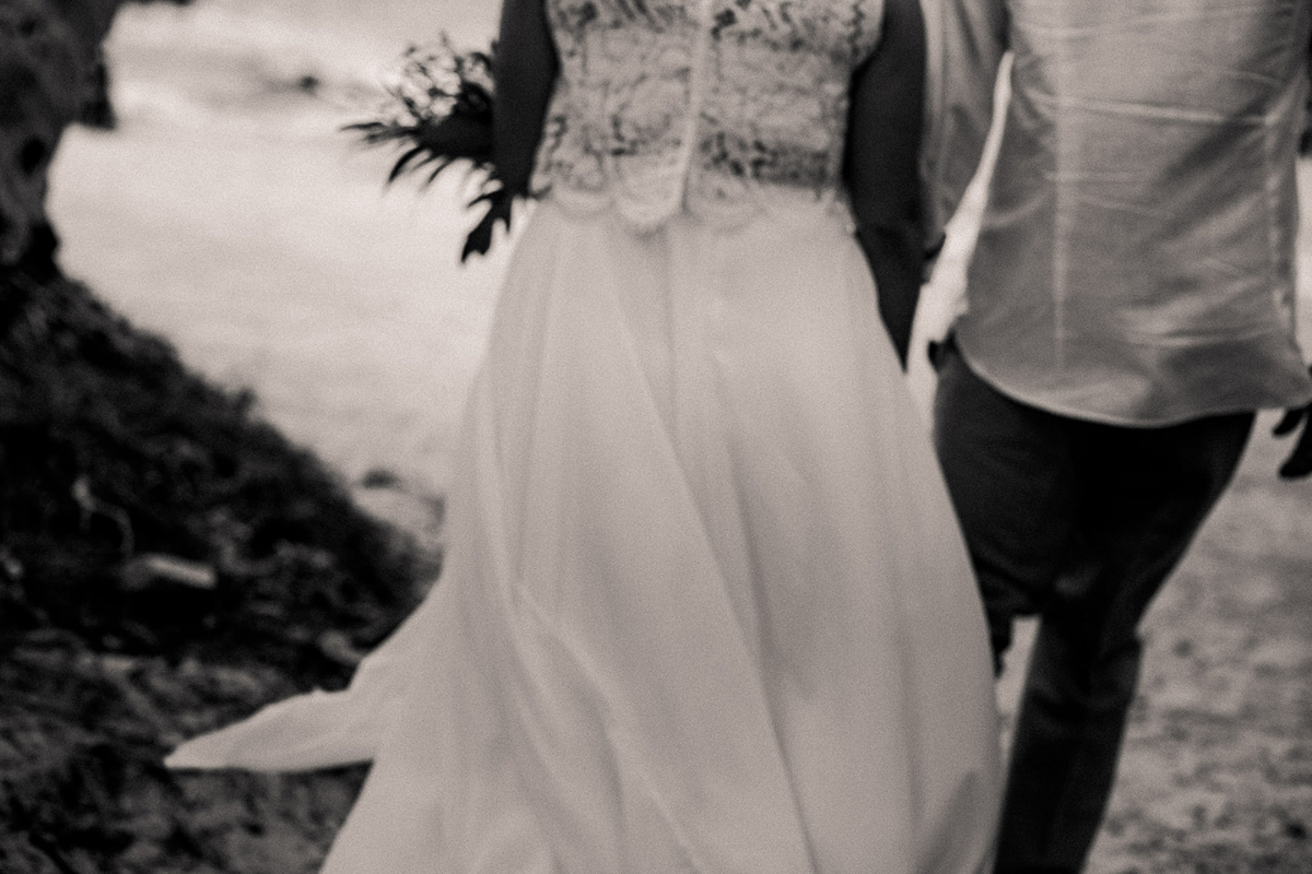 Black and white photo of Bob and Christine's elopement wedding on Koh Tao, planned by Forever Lovestruck weddings